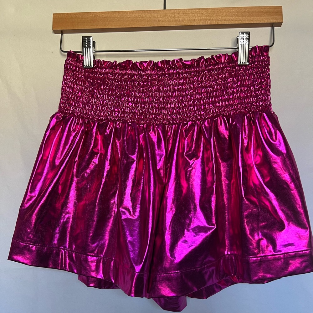 Womens pink metallic shorts